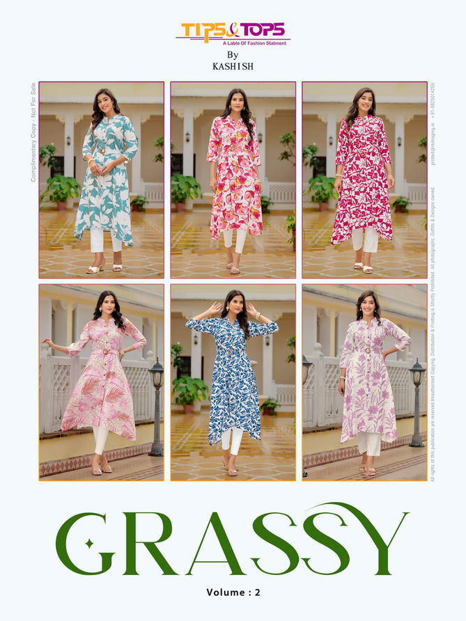 Grassy Vol 2 By Tips And Tops Rayon Printed Kurti Wholesale Market In Surat
